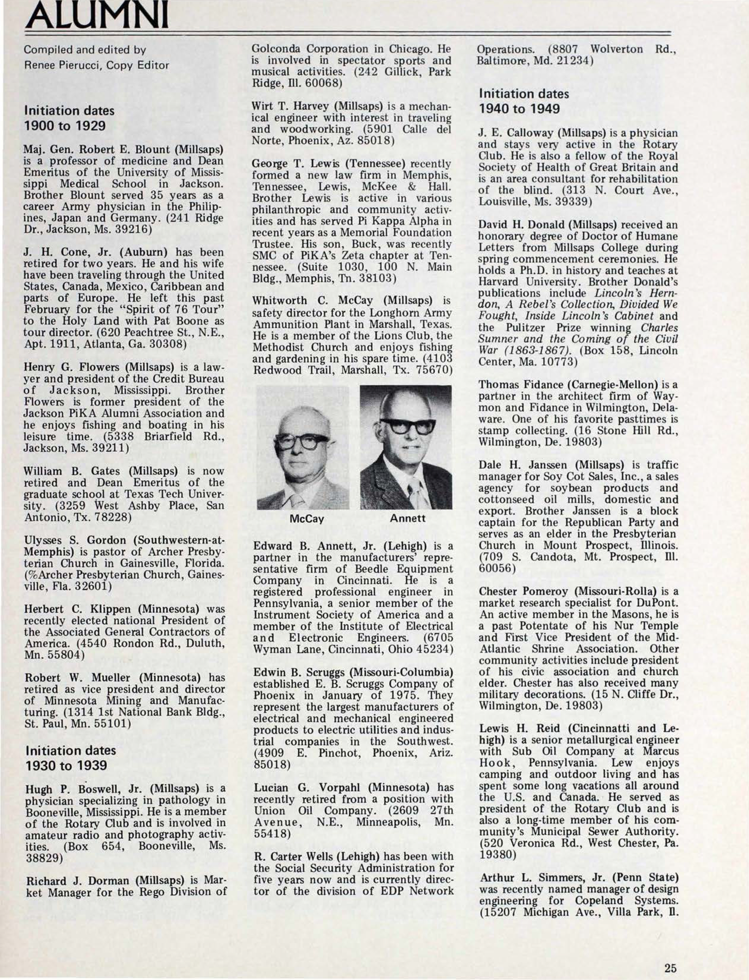 Alumni, September 1976